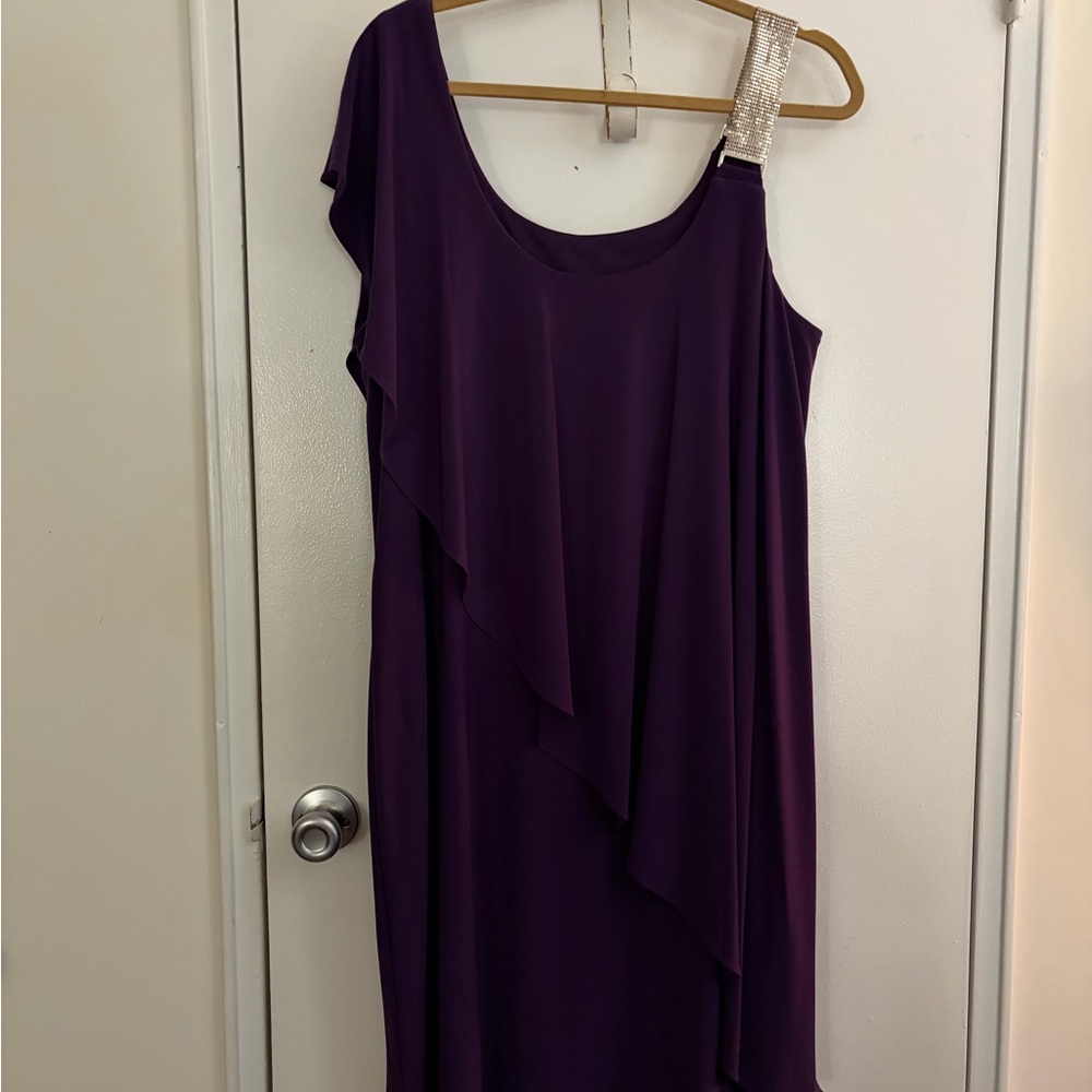 Chic Asymmetrical Purple Dress with Embellished Strap